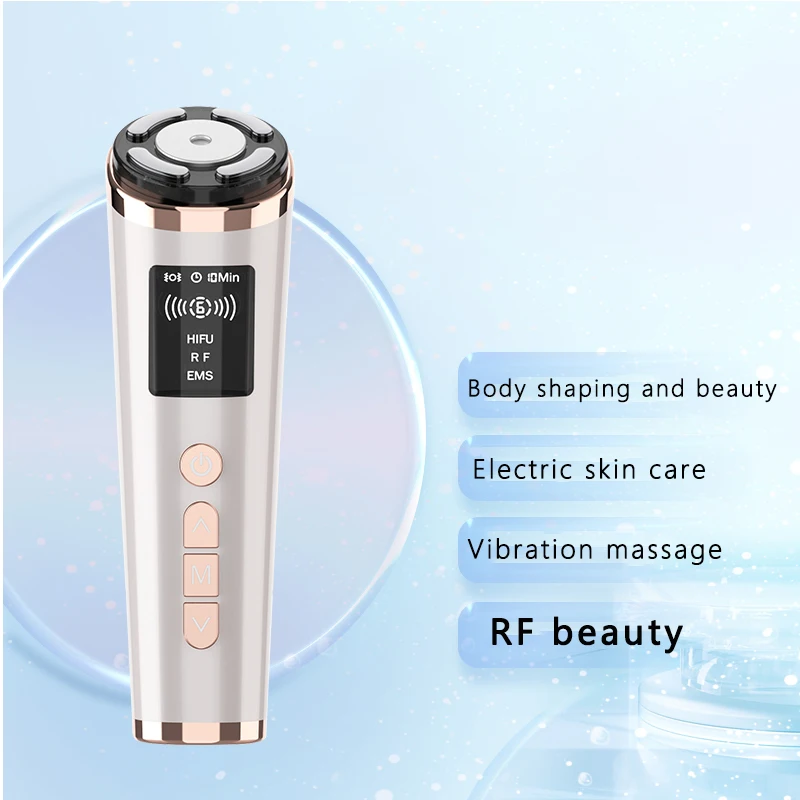Draagbare 4 IN 1 RF EMS 3-kleuren LED Gezicht Hals Lifting Verstevigende Anti-aging Rf Frequentie Therapie Gezicht Lifting Machine Thuisgebruik