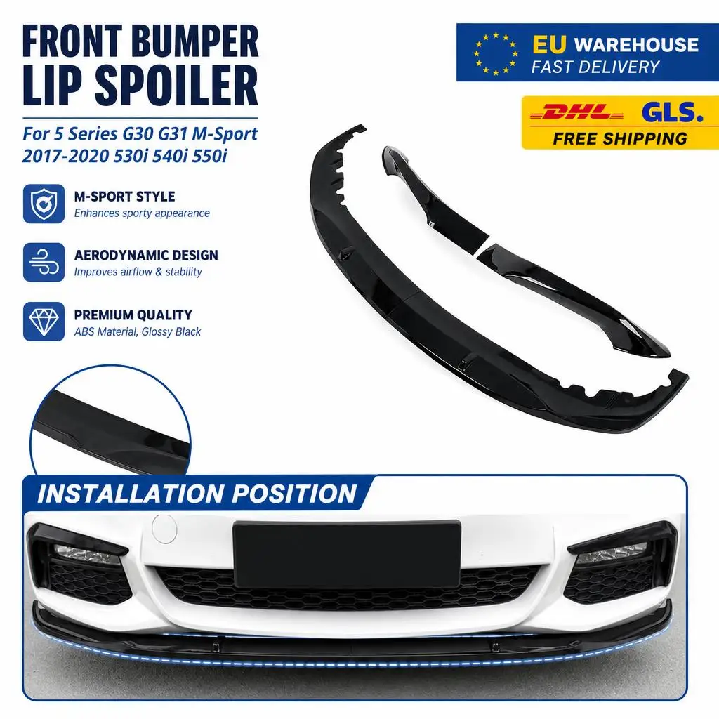Frontstoßstangen-Spoilerlippe für BMW 5er Serie 2017-2020 G30 G31 M-Sport 530i 540i 550i Auto-Frontstoßstangen-Spoilerlippe Diffusor BodyKit