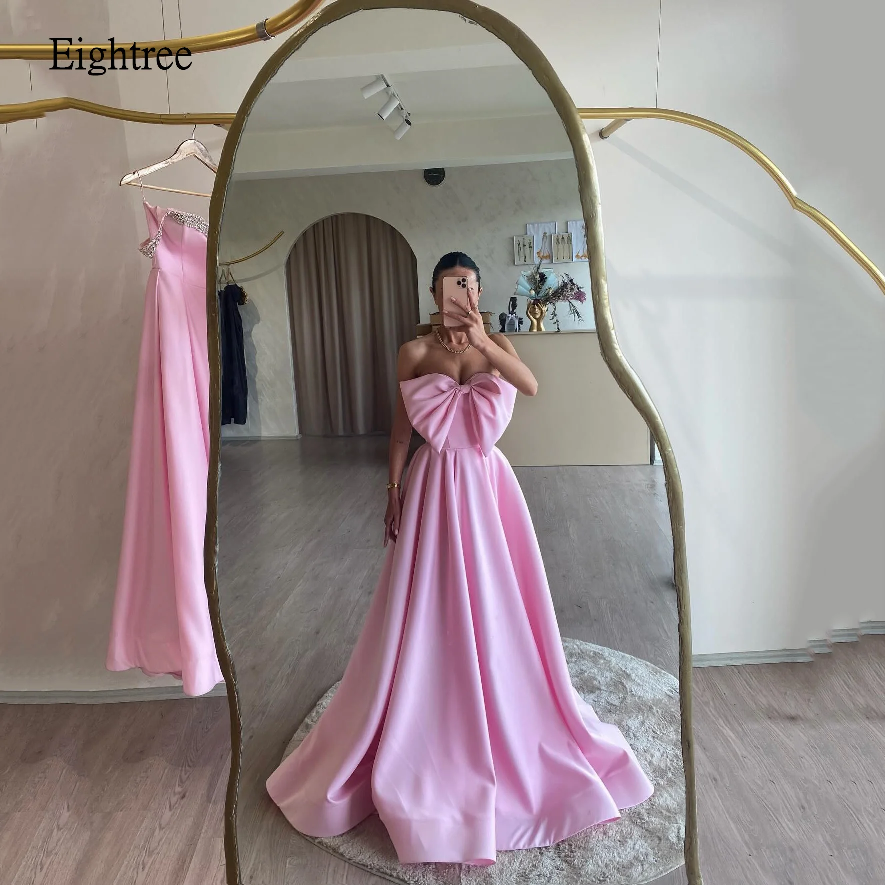 Eightree Cute A-Line Evening Dresses Sleeveless with Bow Prom Gown Backless Formal Party Gowns vestidos de festa Customized