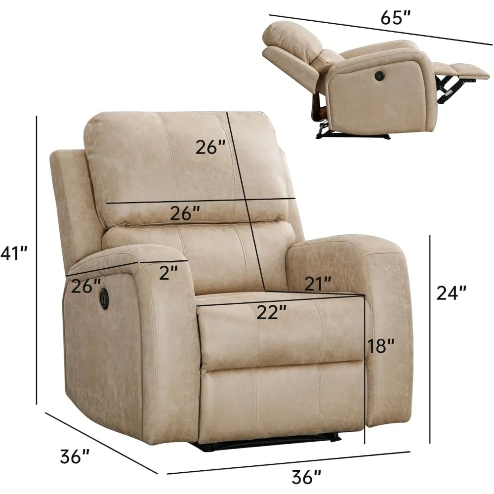 Power-Liegestühle, elektrische Stoff-Liegen USB-Ladeans chluss und gepolsterter Sitz, elektrisches Liege sofa (beige)