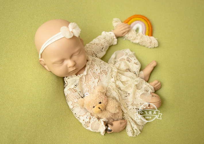 Newborn Baby Girls Photography Props Lace Outfits Princess Dress Shorts 2pcs Set Fotografia Studio Photoshoot Clothing Prop