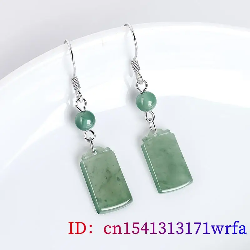 Myanmar Jade Earrings Vintage Gift Stone Gemstone 925 Silver Natural Jewelry Gifts for Women Carved Real Burmese Jadeite