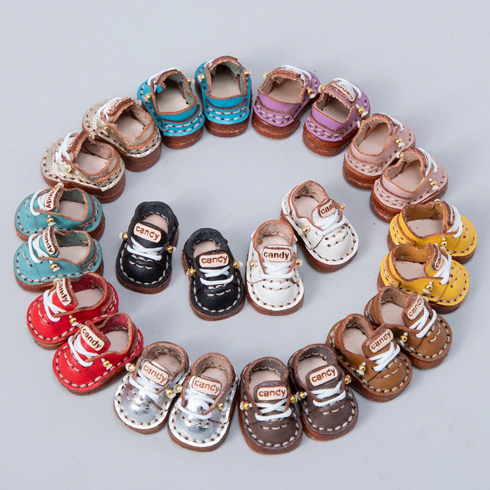 Ob11 Doll Handmade Cowhide Shoes Doll Cowhide Candy Flat Casual Shoes With Shoelaces For Ob11, Obitsu 11, Molly, Gsc, 1/12 BJD