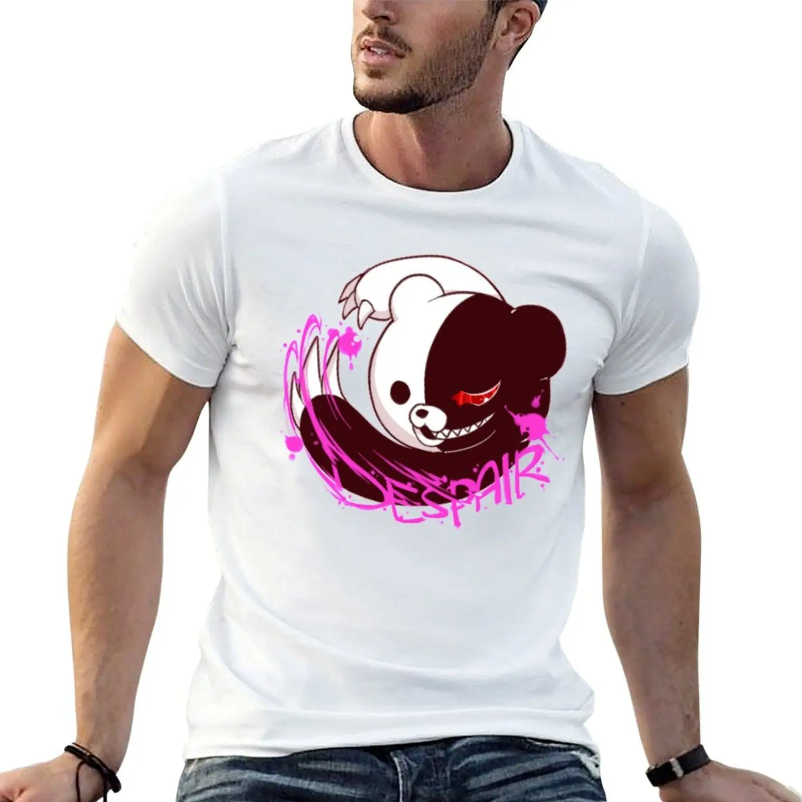 

Dangan Ronpa Monobear T-Shirt cotton tshirt 100% t shirts for man graphic funny T-Shirt