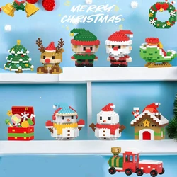 Christmas Building Block Series Gifts Micro Bricks Santa Claus Reindeer Assembling Bricks Table Decoration Toys Children Kids