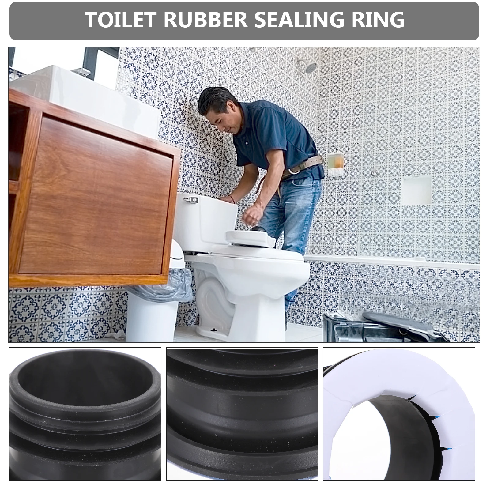 

Toilet Seal Ring Odor Proof Flange Leak Proof Wax Ring for Stink Pot Black Rubber Gasket Closet Washer Suitable Water