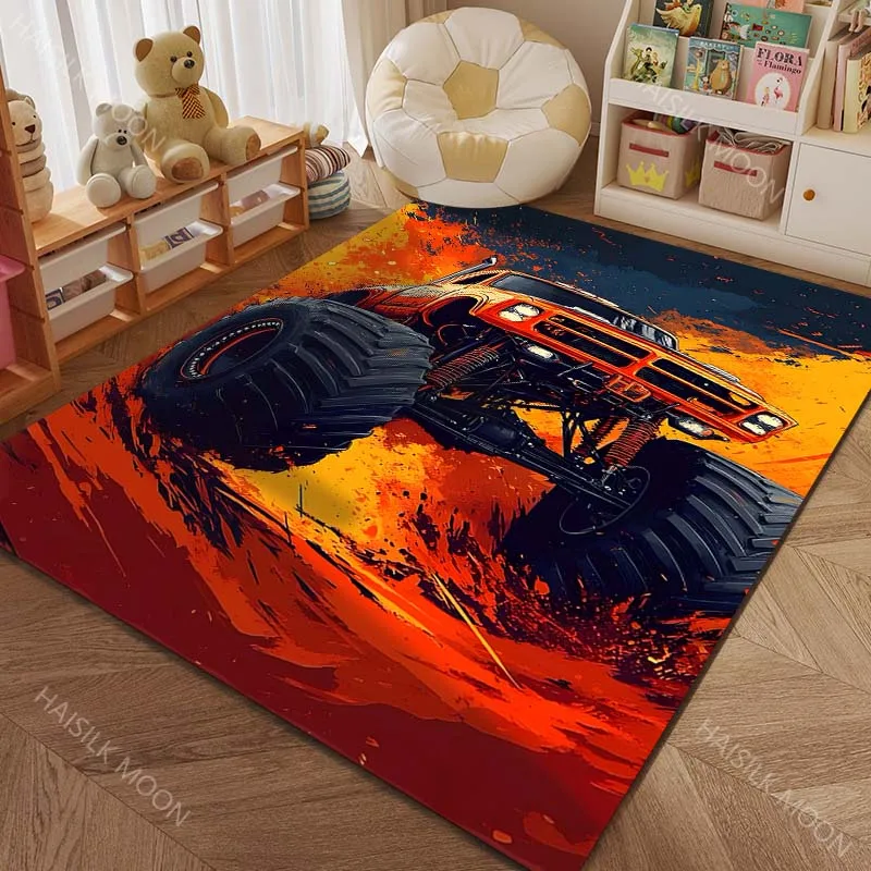 Big Wheels Monster Truck 4X4 Pattern Rug Carpets for Bedroom Living Room Mat Creative Door Mat Dressing Room Rugs Luxury Gifts view 5