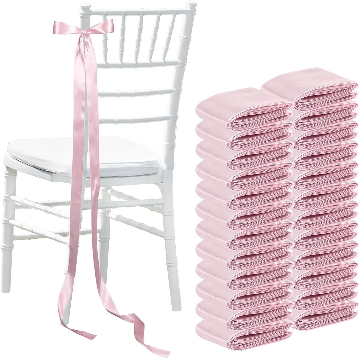 2/4/12pcs Satin Chair Sashes Decoration for Wedding Ceremony Birthday Party Graduation Festival Celebration