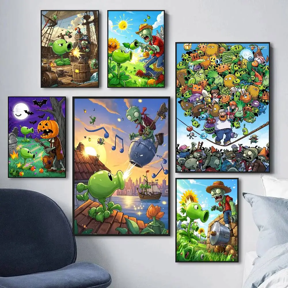 Classic Game P-Plants Vs Z-Zombies Good Quality Prints and Posters Vintage Room Bar Cafe Decor Home Decor
