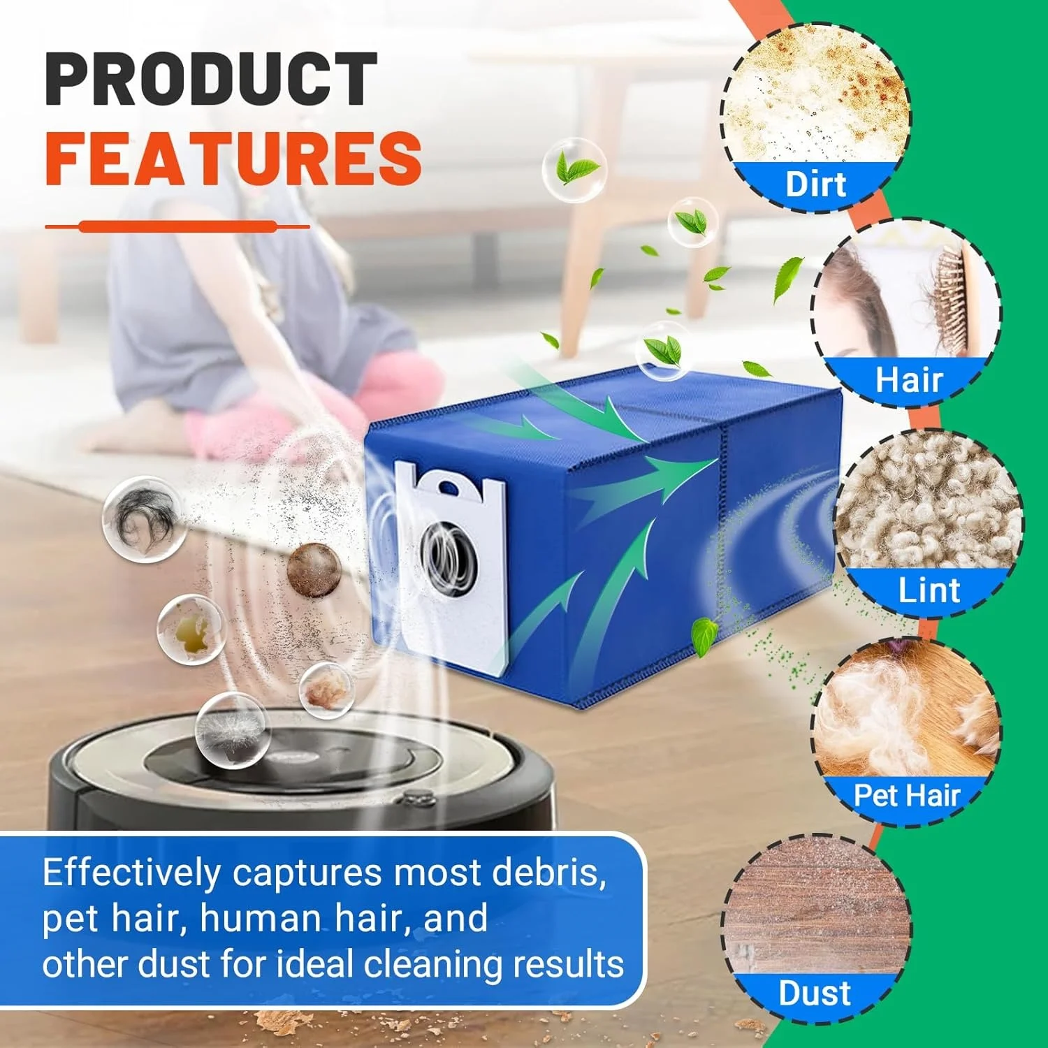 حقيبة استبدال كيس الغبار كيس القمامة للمكانس الكهربائية الروبوتية Bobsweep RC400 Dustin and Orb-I