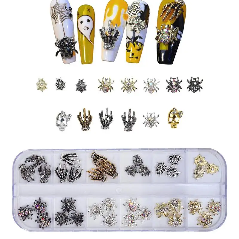 

Halloween Nail Decor Women Nail Art Glitter Sequins With Spider Hand DIY Nail Art Halloween Party Nail For Home