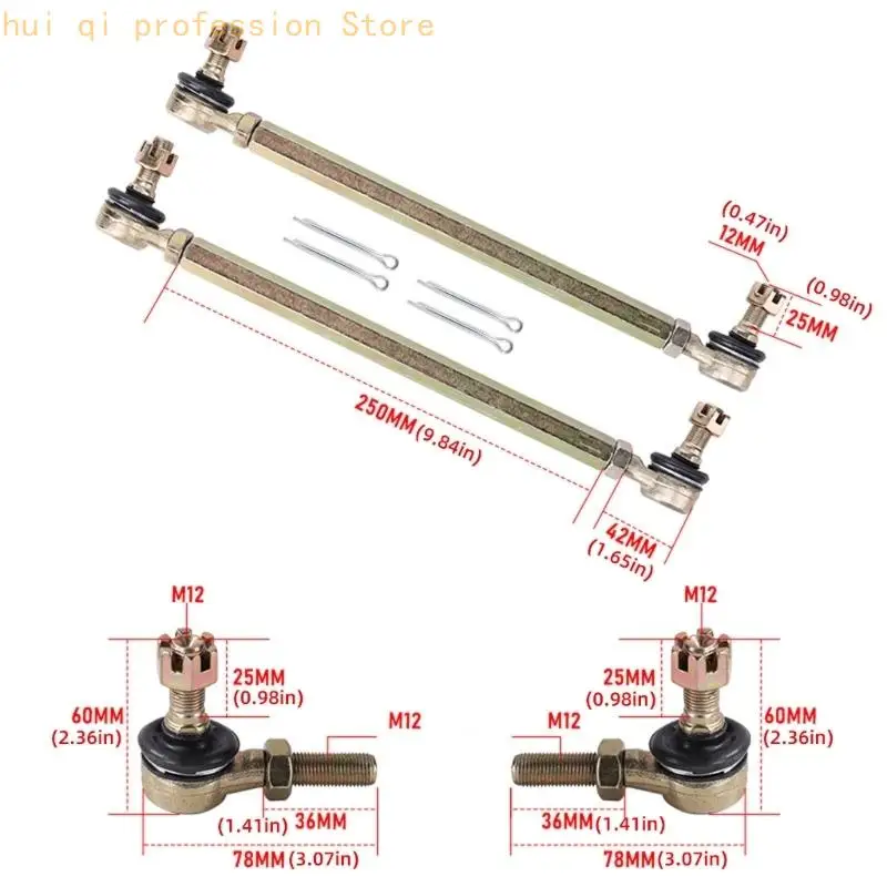 Verbessert vordere Spurstangenpaar, 330 mm, verstellbares M12-Gestängeset für 250 H8WE – Detail 6