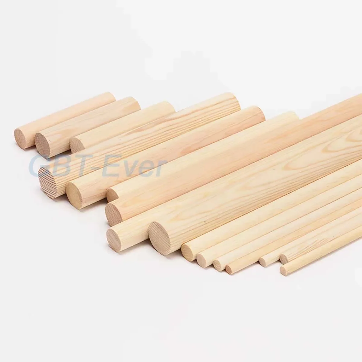 5/10Pcs 100-300mm Long Round DIY Wooden Pine Rods Sticks  Dia 8-28mm Building Model Woodworking Semicircular Rod Craft Supplies