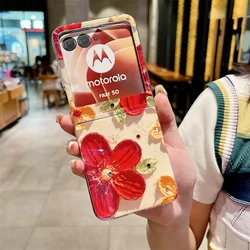 Oil Painting Flower Phone Case For Motorola Moto Razr 50 Ultra Jewelled Razr 60 Ultra Protective PC Hard Shell Back Cover
