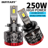 Infitary H7 H4 LED Car Headlight 250W CANBUS Bulb H8 H9 H11 HB3 9005 HB4 9006 30000LM Lamp Double Copper Tube Lights for Auto