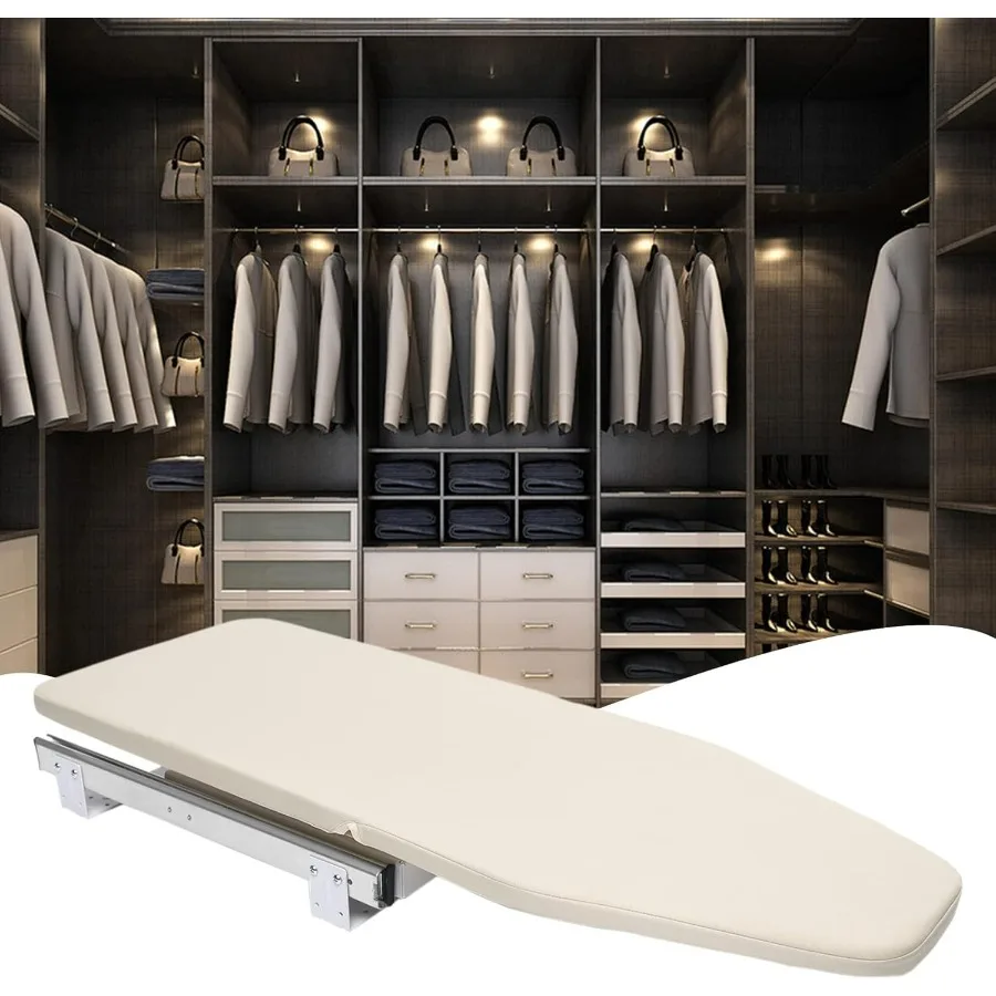 

31.9" X 12.2" Closet Pull-Out Ironing Board, Buit-in Iron Board Mini Ironing Board Stow Away in The Cabinet | 180° Rotation for