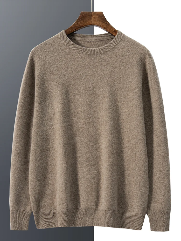 

TLOML новый мужской 100% кашемировый свитер, пуловер с круглым вырезом, осень-зима, мягкий базовый кашемировый трикотаж с длинными рукавами, элегантные повседневные топы