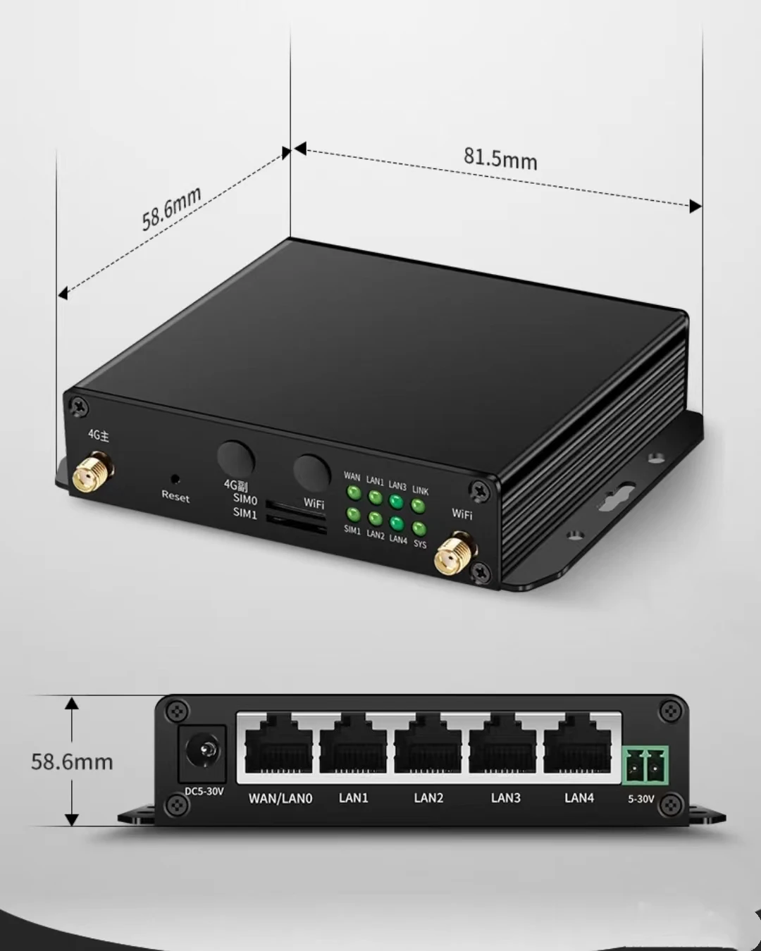 Industrial 4G router, dual SIM Card，VPN APN WIFI，5 LAN Ethernet port，Built-in Quectel EC25 EG25G-GC 4G module