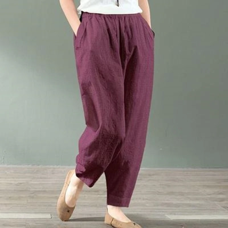 

Летние женские джинсы-карго из хлопка и льна, свободные, широкие, с высокой талией, укороченные, больших размеров