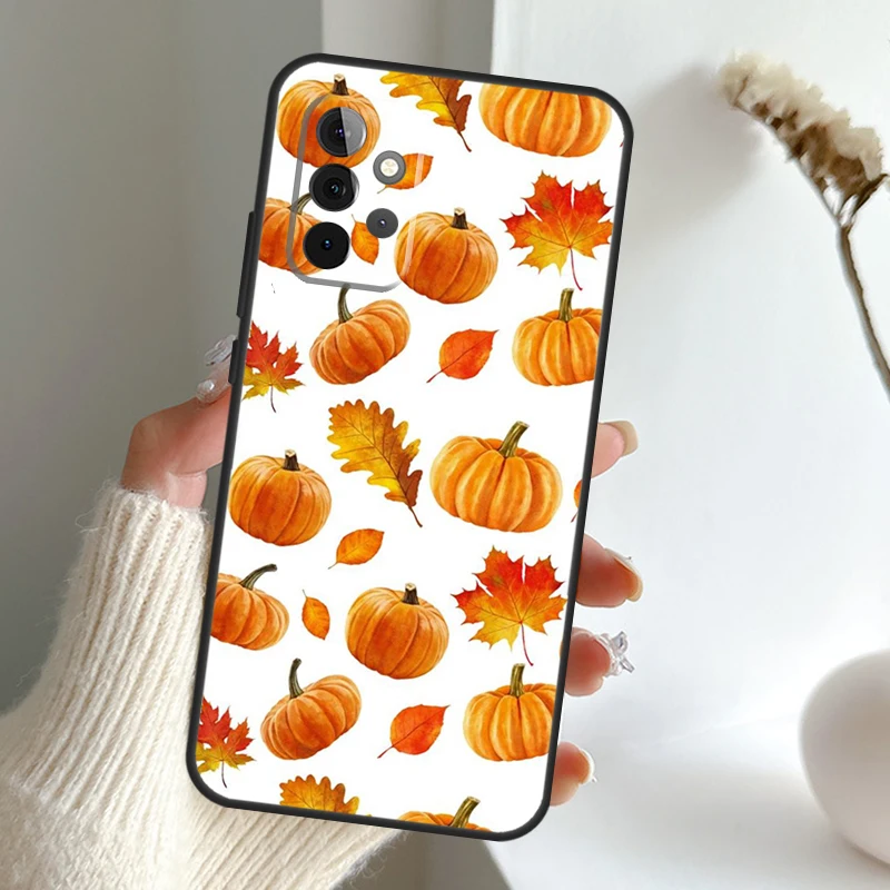 Autumn Leaves Fall Pumpkin Halloween Funda For Samsung Galaxy A13 A33 A54 A53 A34 A73 A12 A22 A32 A52 A72 A51 A71 A52S A14 Case