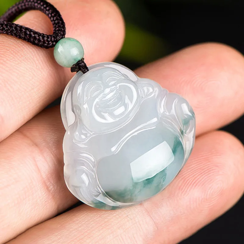 

Myanmar Grade A Jadeite Ice Floating Burma Jade Buddha Pendant Necklace Men Women Lucky Amulet Healing Gemstone Fine Jewelry