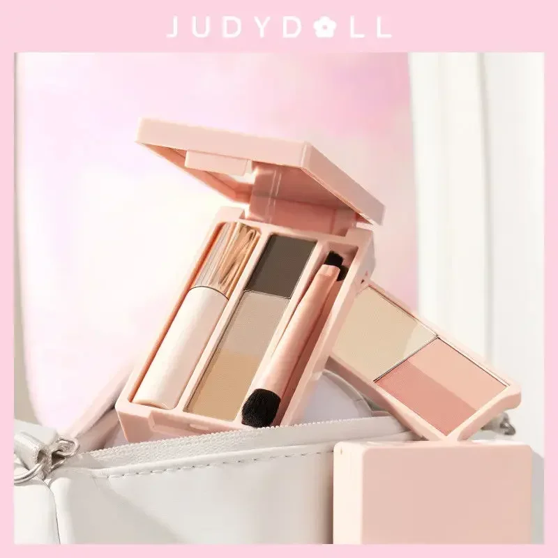 Judydoll tudo em um multifuncional sombra sobrancelha delineador blush destaque rosto maquiagem viagem kit placa portátil