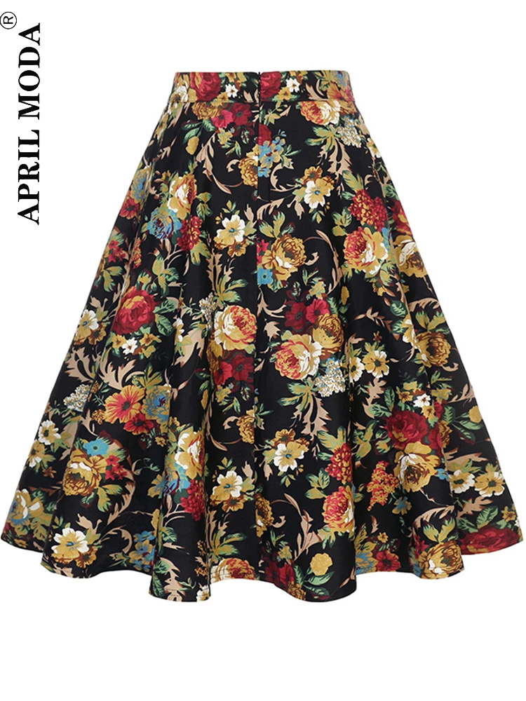 1950s Style Vintage Women Party Summer Skirt A Line Housewife Rockabilly Skirts