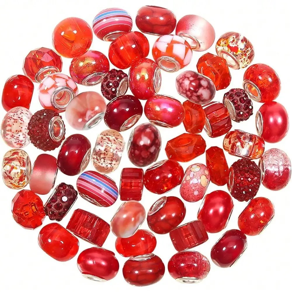 20/50pcs Assorted Varieties Resin European Beads Large Hole Lampwork Spacer Beads Charms  For DIY  Bracelet Jewelry Making