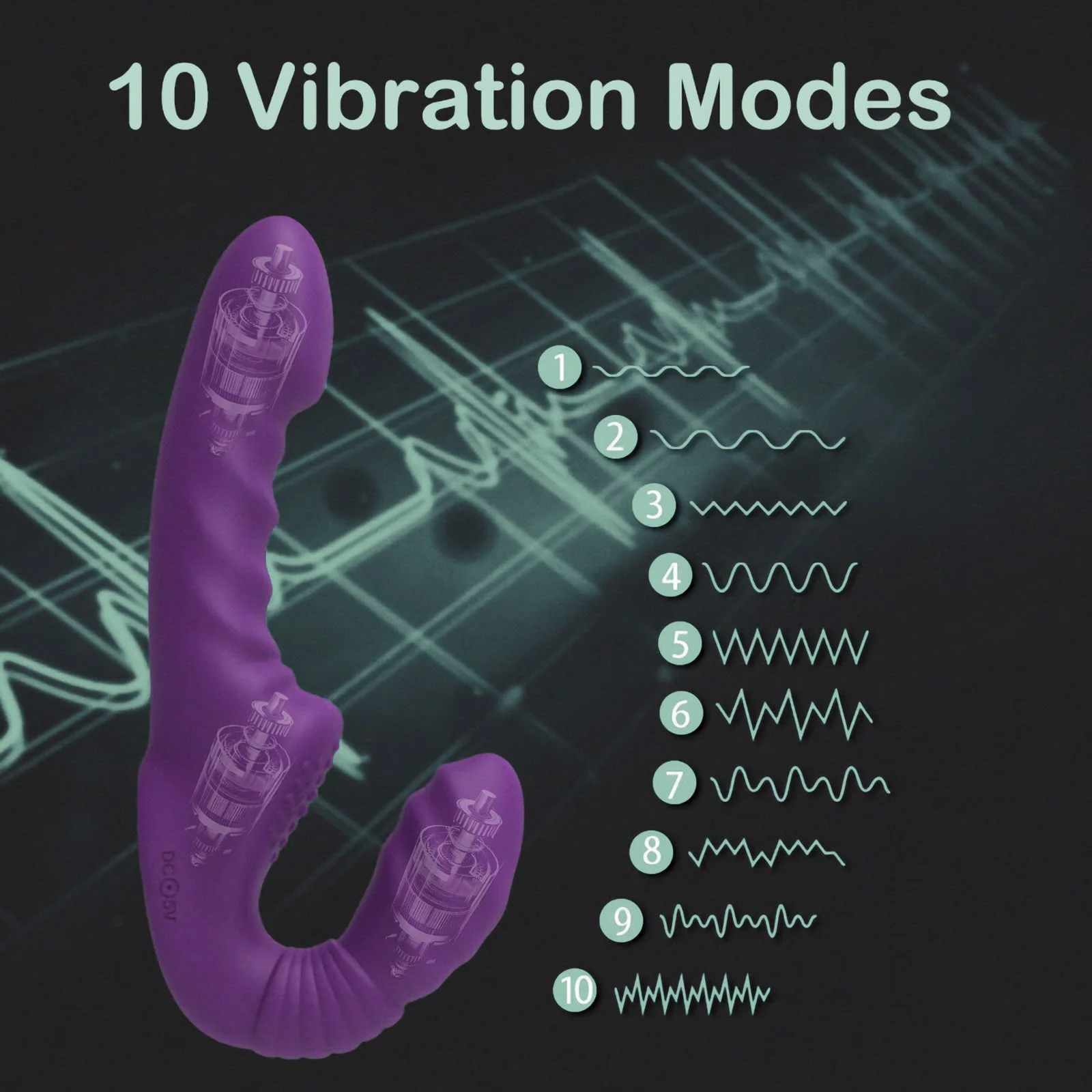 Strapless Strap-on Dildo Vibrator with Remote Control for Women Lesbian Couples G-Spot Double-Ended Adult Sex Toys with 10 Modes