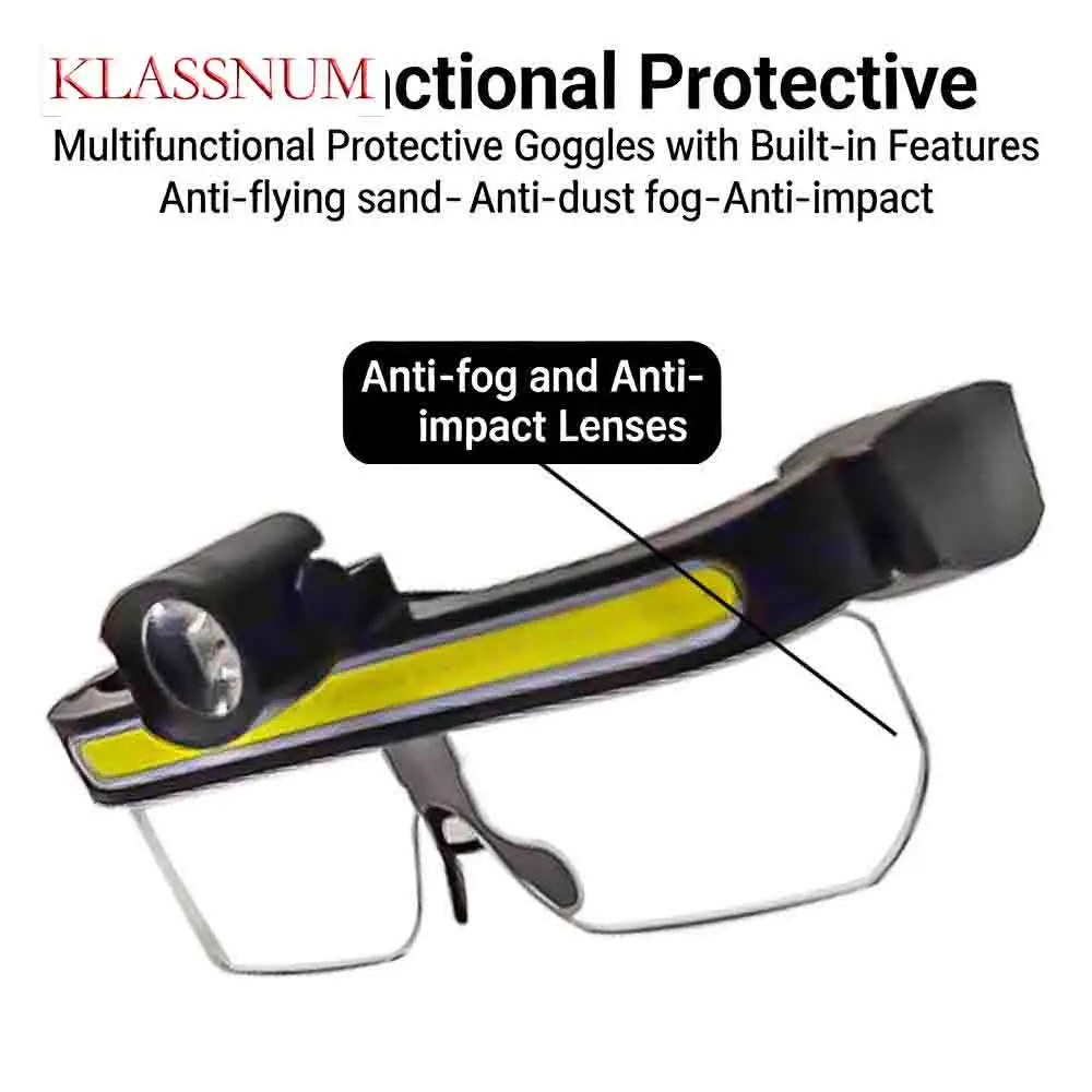 

KLASSNUM New LED Glasses Lamp USB Charging Multifunction Full View Angle Big Floodlight Night Vision Cycling Fish Headlamp