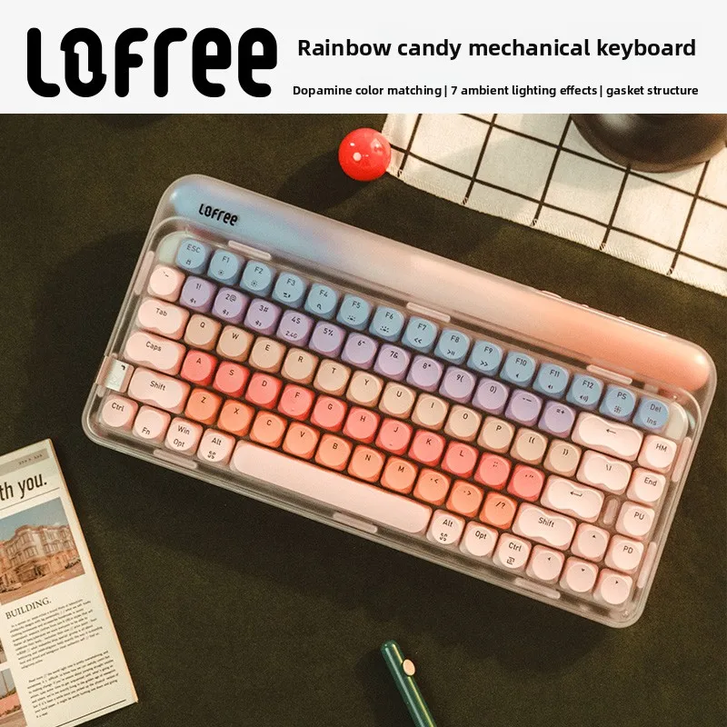 Lofree Polka Dot Sugar Skittles Three-mode Mechanical Keyboard Wireless Girls Dopamine Custom Shaft