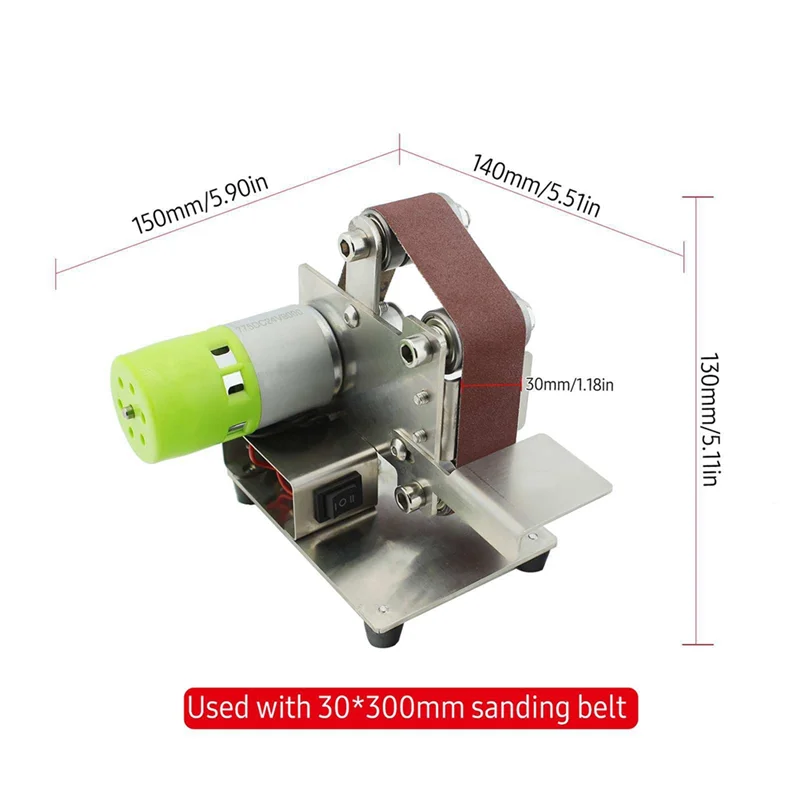 Belt Sander Electric Sanding Polishing Grinding Machine 7 Variable Speed 10 Sanding Belts For Polishing Wood EU Plug Silver-ABQU