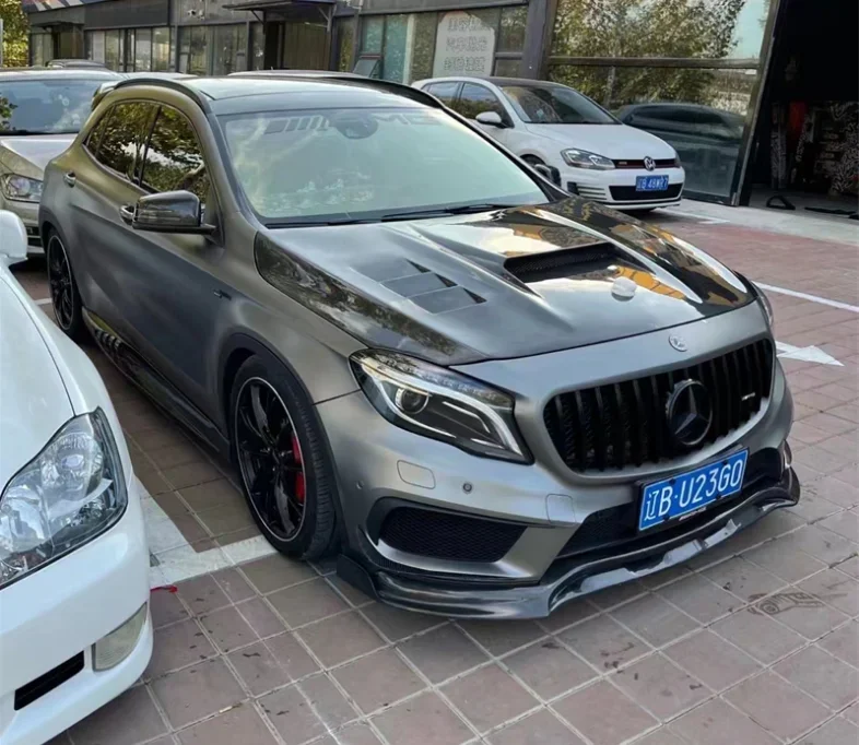 For Mercedes Benz X156 GLA45 AMG 2015-2019 Real Carbon Fiber Car Front Bumper Engine Hood Vent Machine Cover Body Kit