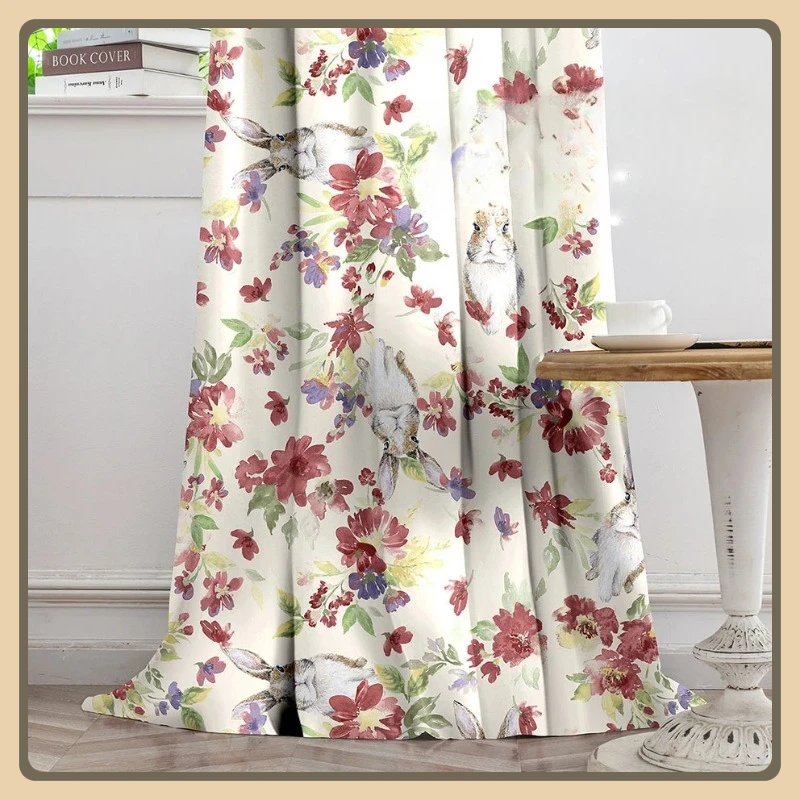 

Printed Blackout Bohemian American Curtains for Living Dining Room and Bedroom Luxury Curtain Tulle Fashion Retro Print Romantic