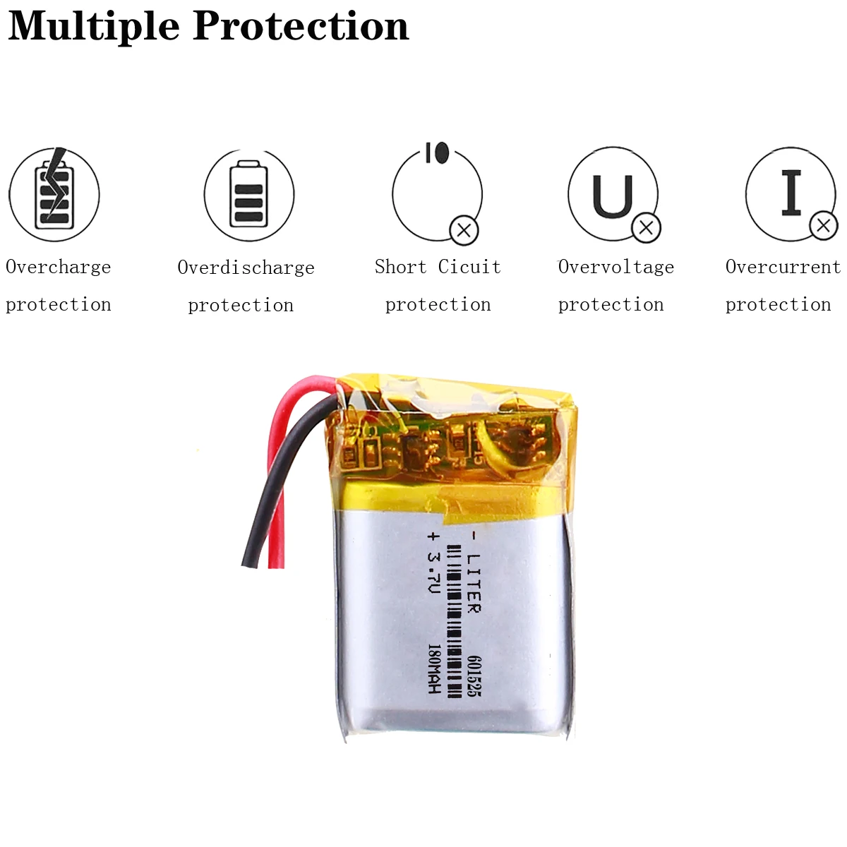 601525 3.7V 180mah 601627 601528 Lithium polymer Battery with Protection Board For MP3 MP4 MP5 GPS Digital Products Fr