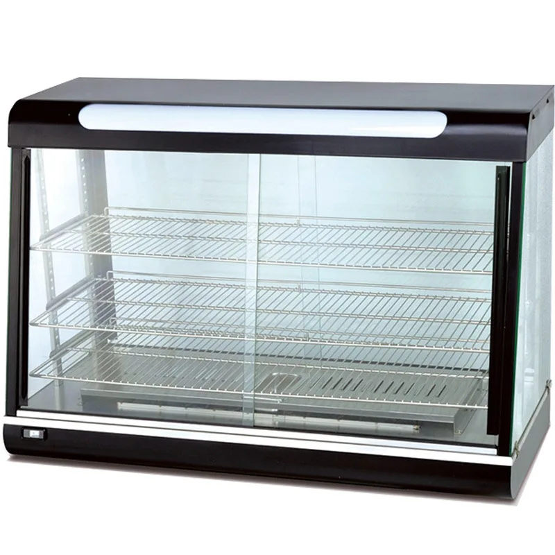 CX commercial R601 black arc insulation cabinet, double door display cabinet for burger shop