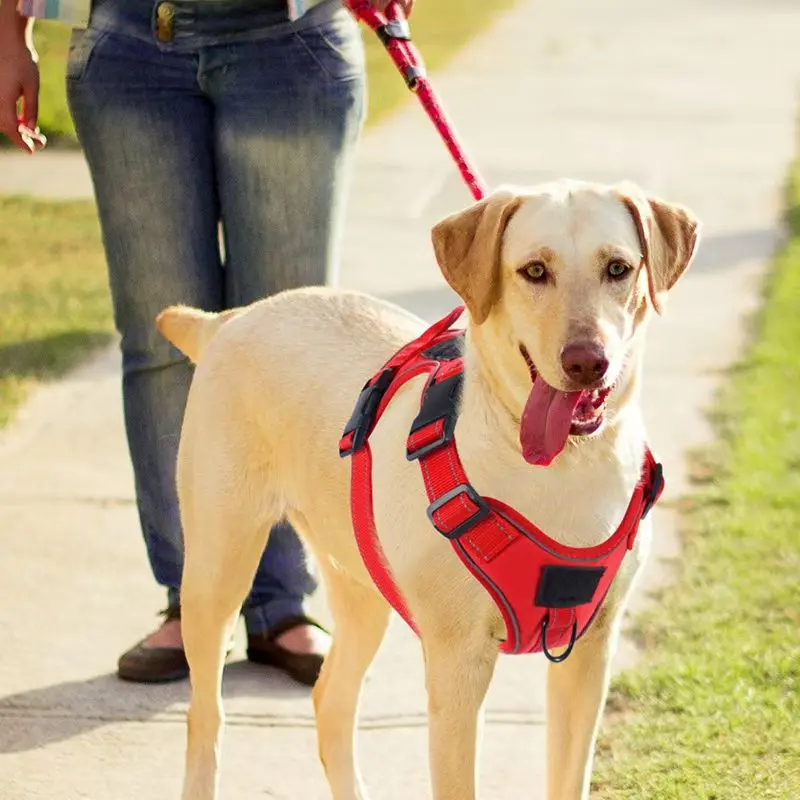 No Pull Dog Harness with Locator Silicone Protective Cover Anti slip Adjustable Pet Chest Harness for Medium & Large Dogs