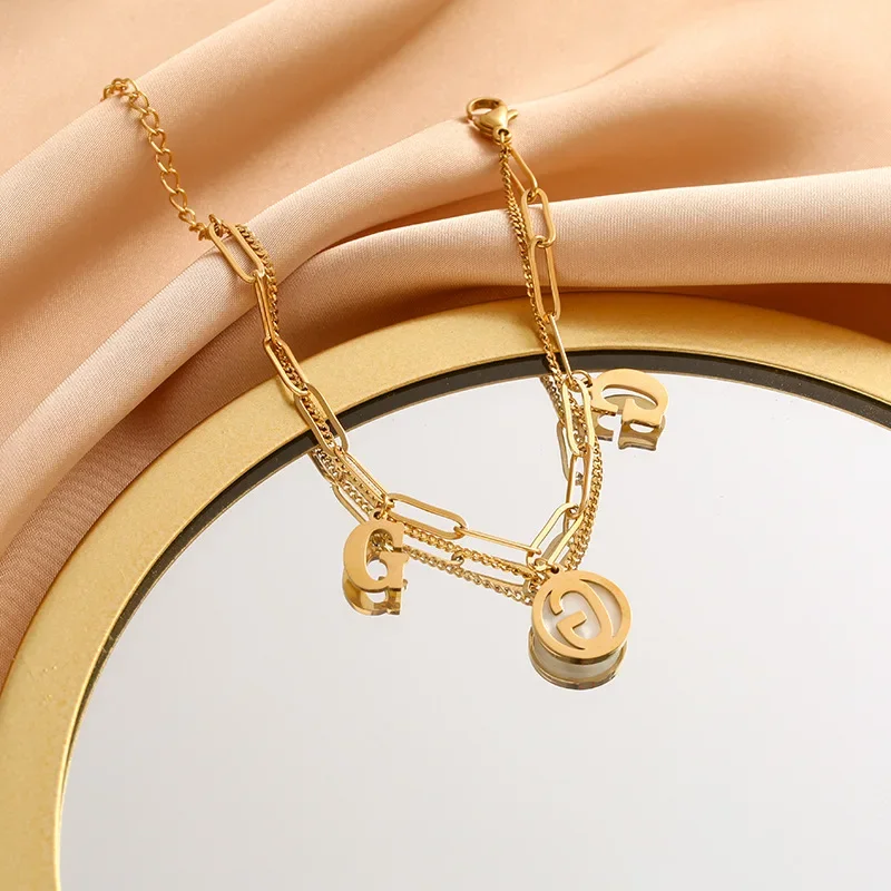 Новый браслет из титановой стали с буквой G, женский браслет в гонконгском стиле, персонализированная цепочка для сращивания, универсальные украшения 9527