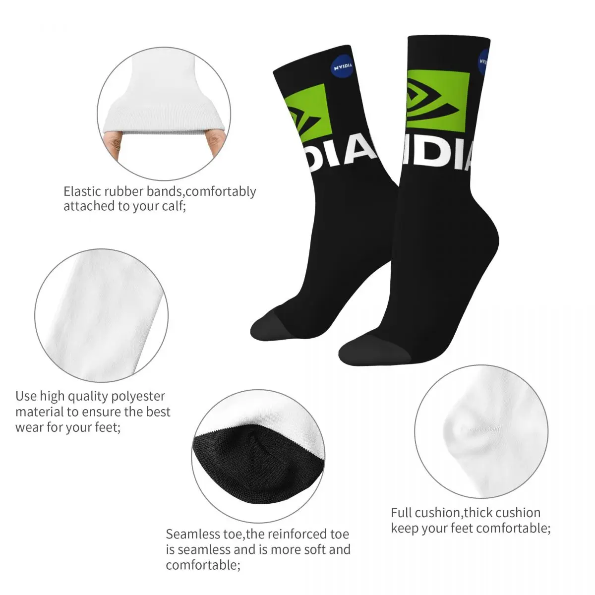 Crazy compression Terrific Sock for Men Vintage Nvidia Quality Pattern Crew Sock Casual