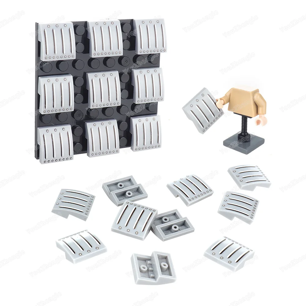 15068 Printed Bend Iron Strip Round Nail Pattern Building Block Oblique Arc Assembly figures Military Armor Scene Model Gift Toy
