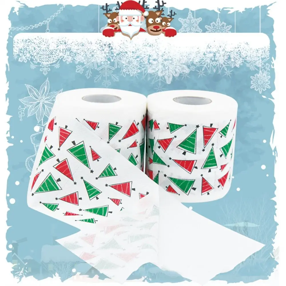 

10*10cm Christmas Toilet Paper Santa Claus Printed Napkin Decor Tissue Roll Christmas Themed Pattern Christmas Paper Towels