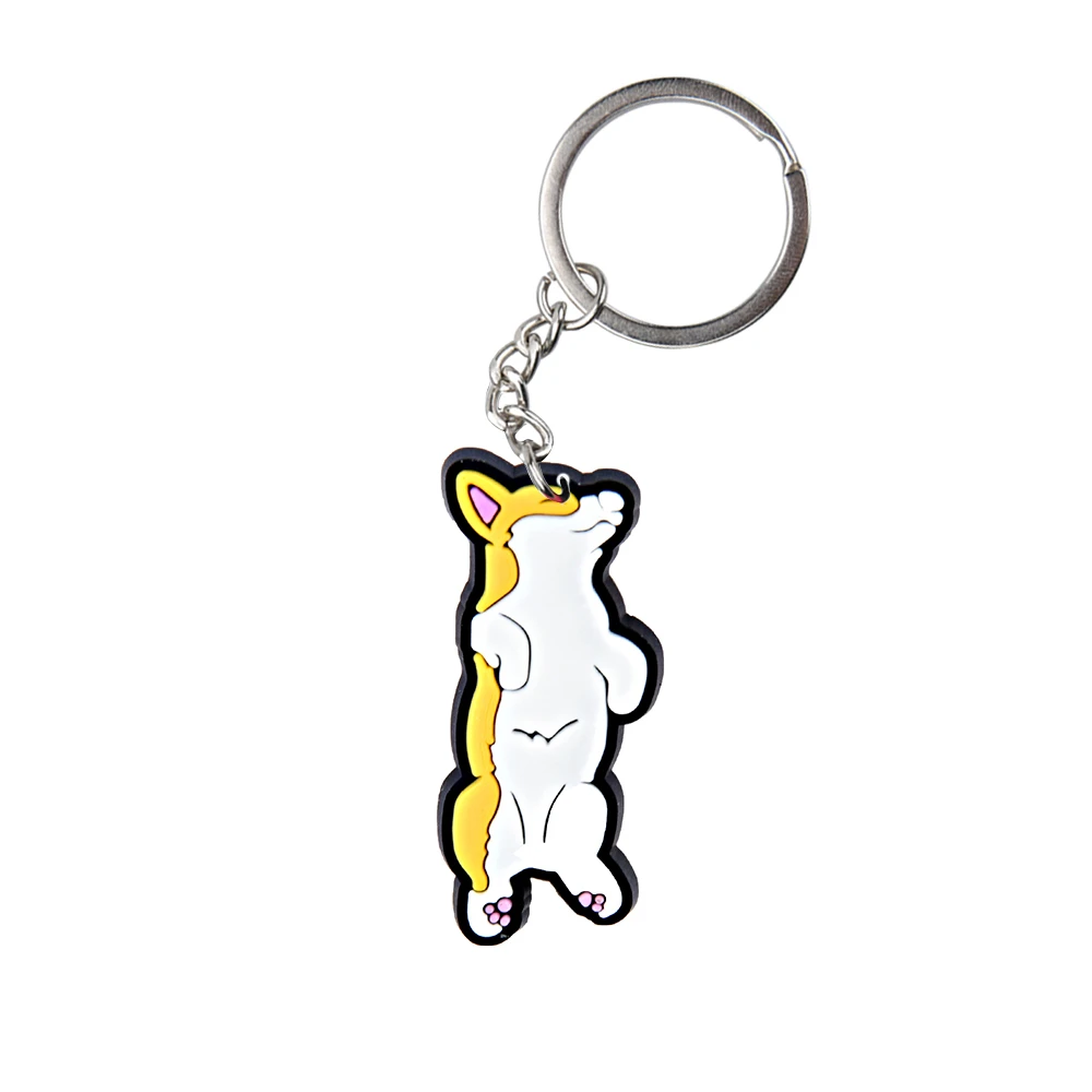 Lovely Anime Dogs Keychains Cartoon Corgi French Bulldog Keyrings Cute Family Pets Bag Accessories Kids Birthday Gifts