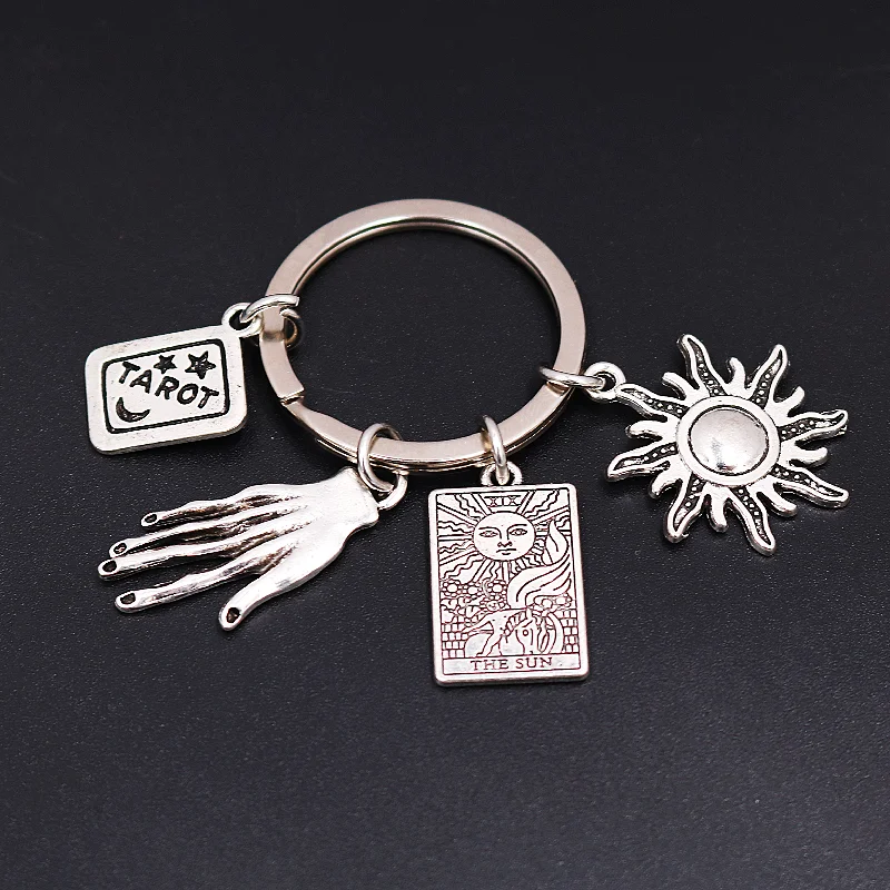 New 17 Style Witch Divination Astrology Tarot Amulet Keychain DIY Charm Jewelry Crafts keyring Fortune Magician Temperance Star