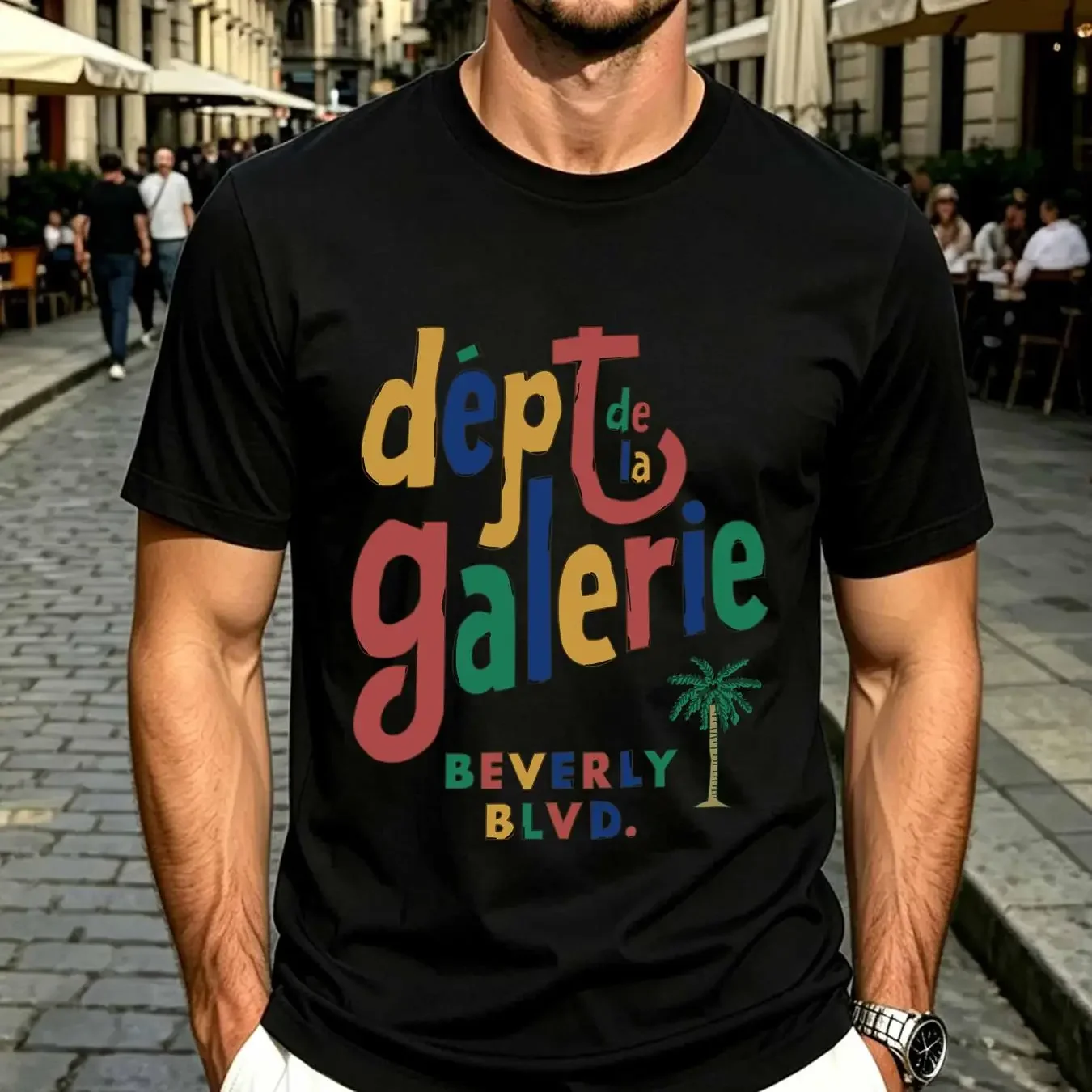 washed T Shirt Dept de la Galerie Cafe Beverly New White vintage Washed fashion Top For Everyday Wear Versatile homme