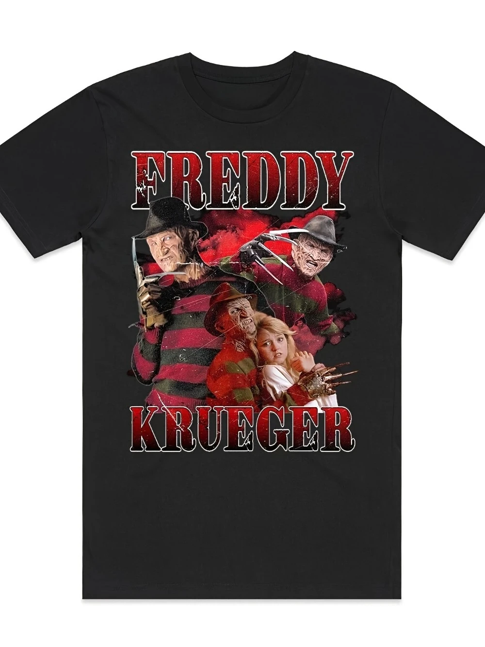 Freddy Krueger Horror T-Shirt Block Tee AS Colour Picture Graphic Short Sleeve Men's T-shirts for Summer Unisex All-Season