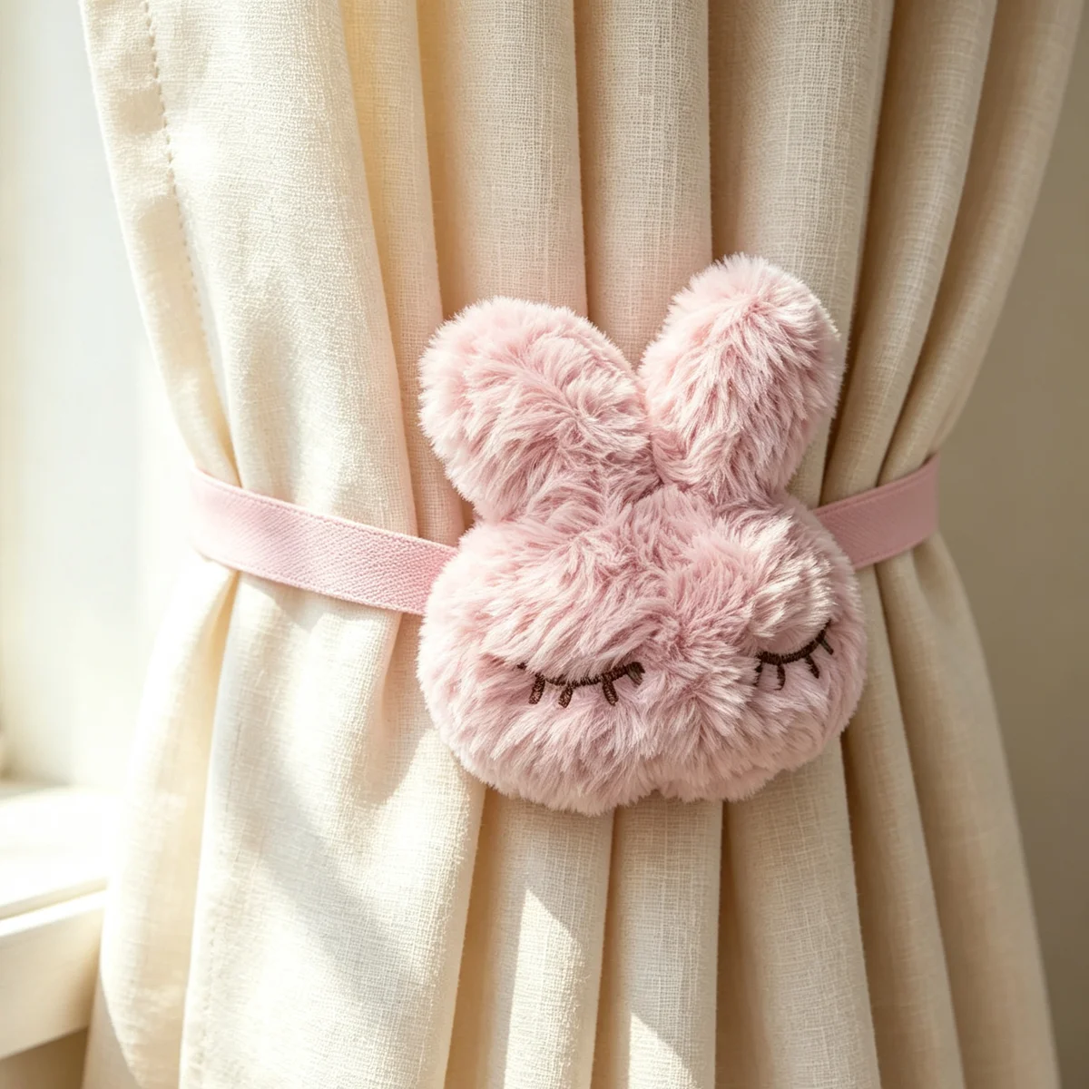 2Pcs Curtain Tiebacks Cute Rabbit Decor Curtain Holdbacks Window Drape Holder for Living Bedroom Home Decor