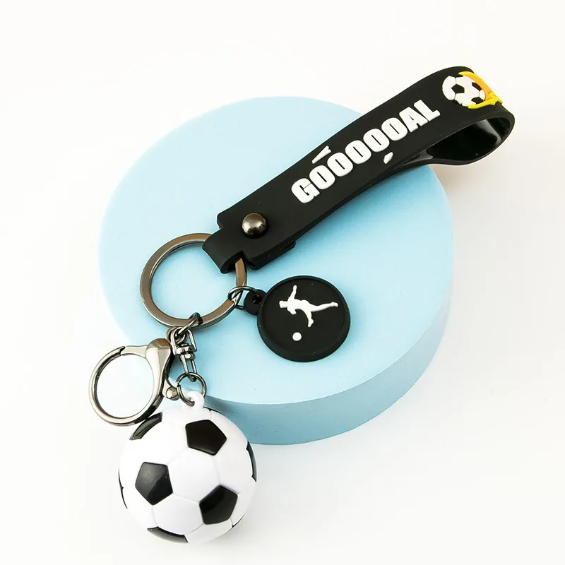 Creative fan football keychain simulation mini basketball pendant, soft rubber souvenir hanging decoration