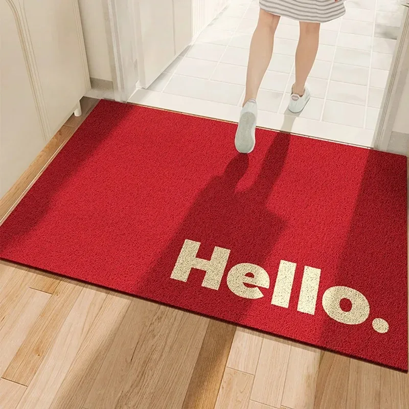 Korean Hello PVC Coil Door Mat Scraping Dust Removal Outdoor Doormat Entry Porch Floor Mat Non-slip Foot Rug Welcome Carpet 러그