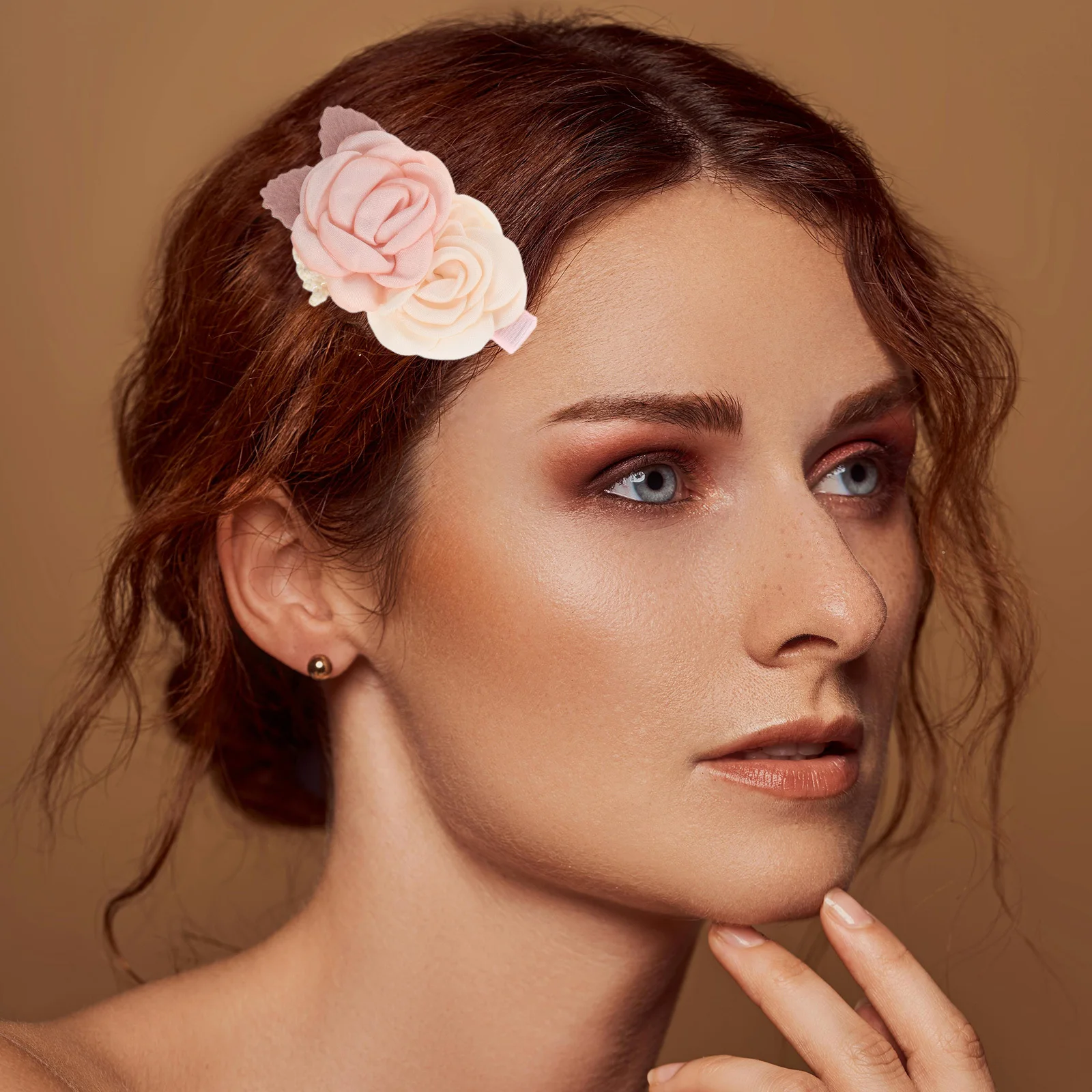 3 قطعة مقاطع شعر زهرية واقعية دبابيس شعر جانبية إكسسوارات شعر الزفاف وصيفة العروس زهرة بنات الأميرة