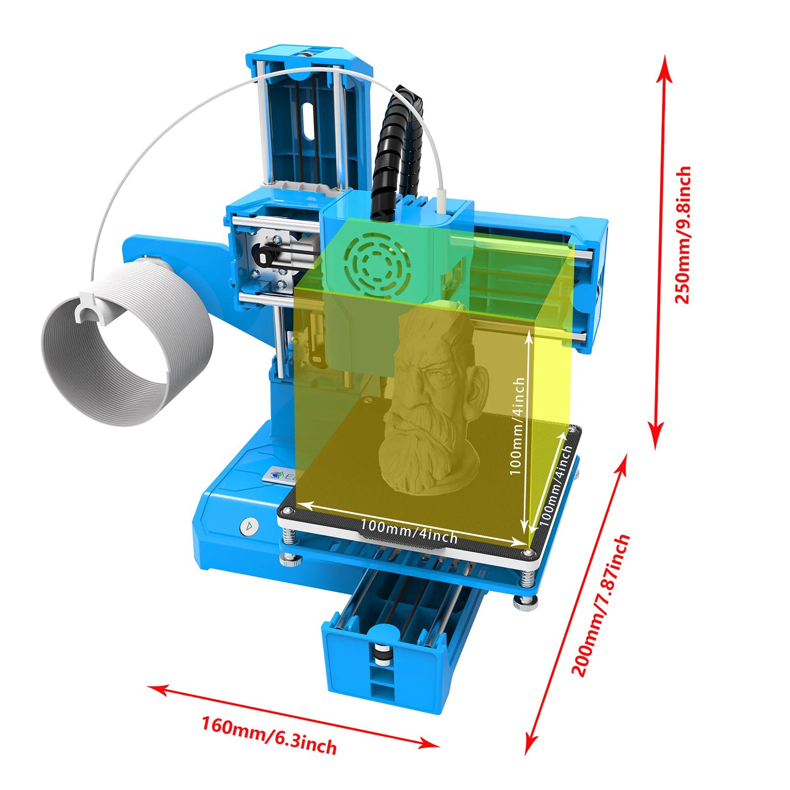 EasyThreed 3D Printer K9 Mini Desktop Children 3D Printer 100*100*100mm Print Mute Printing with TF Card PLA Sample Filament